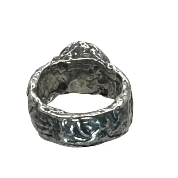 Artisan Cushion 10mm Crystal Boho Ring Crafted with Silver Blend Metalwork Sz 7 - Picture 5 of 17